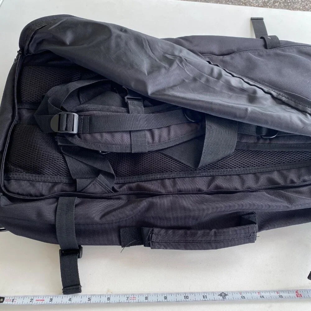 Tactical Black Convertible Backpack Duffel Bag With Multiple Compartments